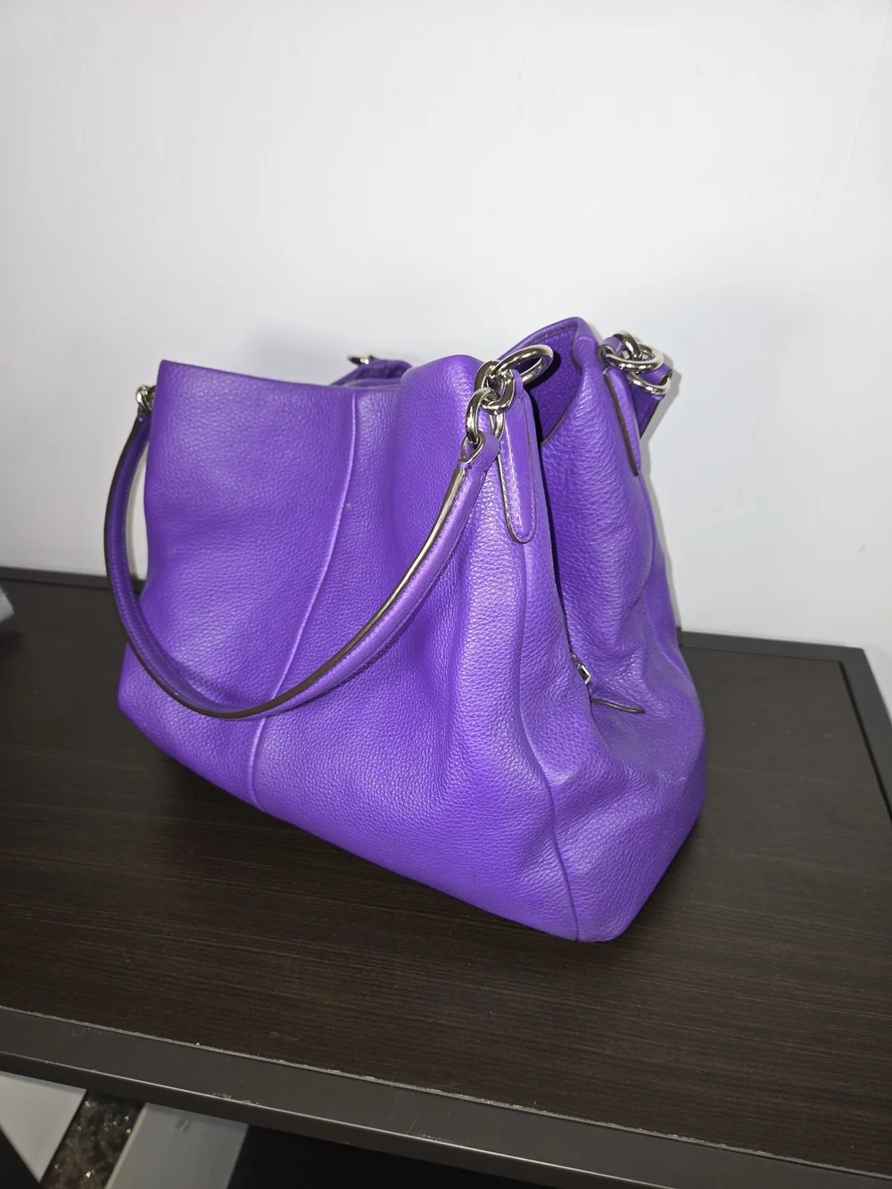 COACH Madison Phoebe Shoulder Bag Purple Pebble Leather Hobo F35723